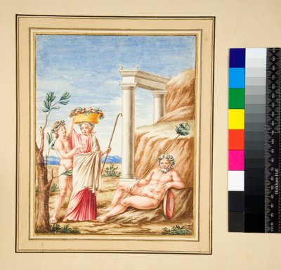 Hombre reclinado, dama y joven de Pietro Santi Bartoli