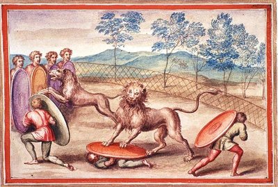 Ms Gen 1496 f.18 Domador de leones de Pietro Santi Bartoli