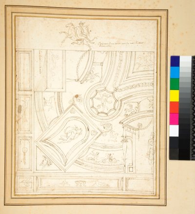 Ornamento de una habitación antigua toda de estuco de bajorrelieve de Pietro Santi Bartoli