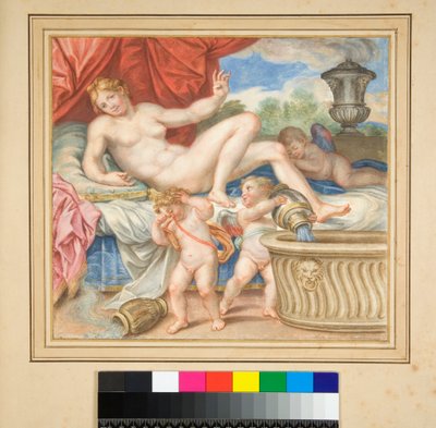 Danae Recostada con los Cupidos Mostrados de Pietro Santi Bartoli