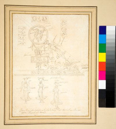 Boceto de parte de un fresco en el techo de Pietro Santi Bartoli
