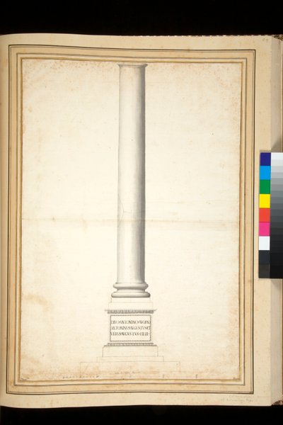 La columna de Antonino Pío mostrada como restaurada (pluma y lavado gris) de Pietro Santi Bartoli
