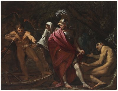 Eneas y la Sibila de Cumas presentando la Rama Dorada a Caronte de Pietro Testa