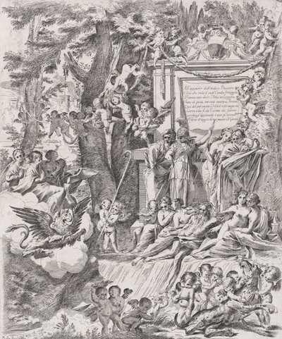 Una alegoría en honor a la llegada del cardenal Franciotti como obispo de Lucca de Pietro Testa
