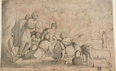 Grupo de pastores y un carnero de Pietro Testa