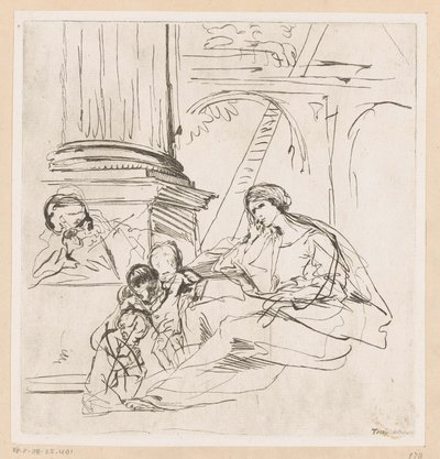 Sagrada Familia con dos hijos de Pietro Testa