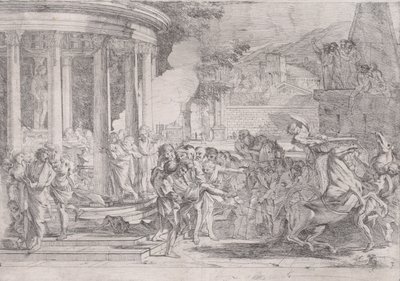 Sinorix llevado desde el templo de Artemisa tratando de escapar de los efectos del veneno, ca. 1640 de Pietro Testa