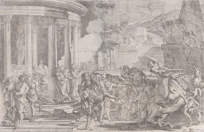 Sinorix llevado desde el templo de Artemisa tratando de escapar de los efectos del veneno, ca. 1640 de Pietro Testa