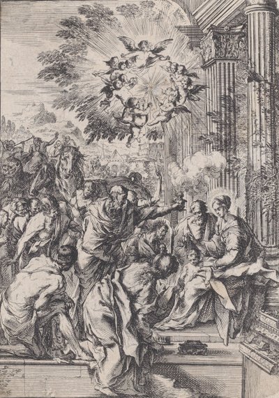 La Adoración de los Magos, ante una columnata arquitectónica, ca. 1640 de Pietro Testa