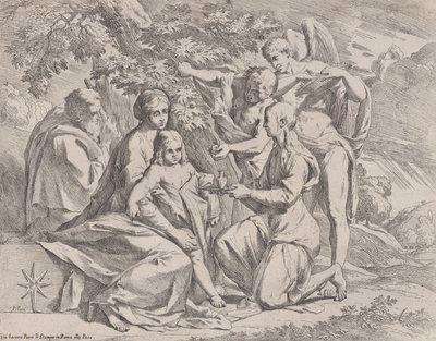 La Sagrada Familia alimentada por ángeles, ca. 1642-44 de Pietro Testa