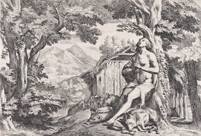 El hijo pródigo entre los cerdos, de una serie de cuatro grabados, ca. 1645 de Pietro Testa