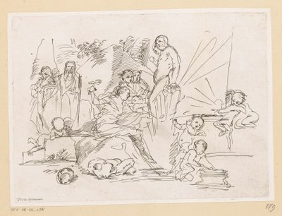 mujer, con, cruz, en, roca de Pietro Testa