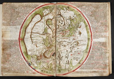 Mapa del mundo, c.1320-25 (vitela) de Pietro Vesconte