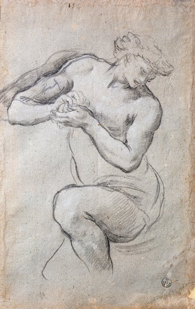 Figura masculina, Estudio para Baco en el fresco de la Edad de Plata de Pietro da Cortona