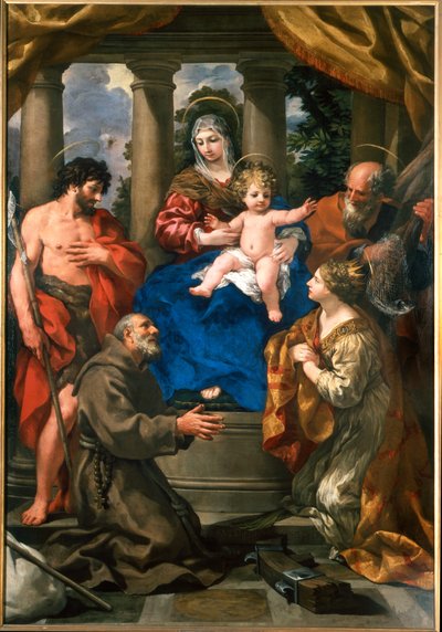 Madonna y el Niño con San Juan Bautista, San Félix de Cantalice, San Andrés y Santa Catalina de Alejandría de Pietro da Cortona