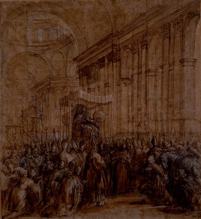 Urbano VIII llevado por la nave de San Pedro de Pietro da Cortona