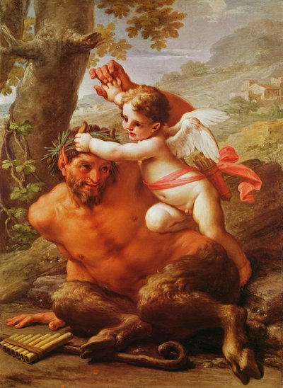 Cupido y Pan de Pietro da Cortona