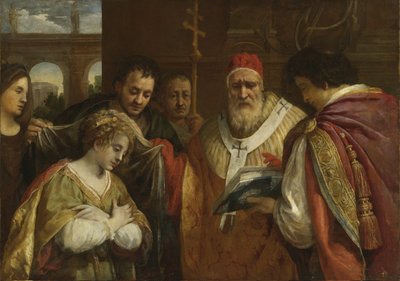 Santa Domitila recibiendo el velo del Papa Clemente I de Pietro da Cortona