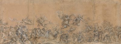 Estudio para Ángeles sellando las frentes de los hijos de Israel en la Basílica de San Pedro, 1652 de Pietro da Cortona