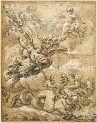 La Santísima Trinidad con San Miguel venciendo al dragón de Pietro da Cortona