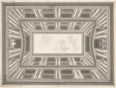 Diseño para una decoración de techo de trampantojo de Pietro de Angelis