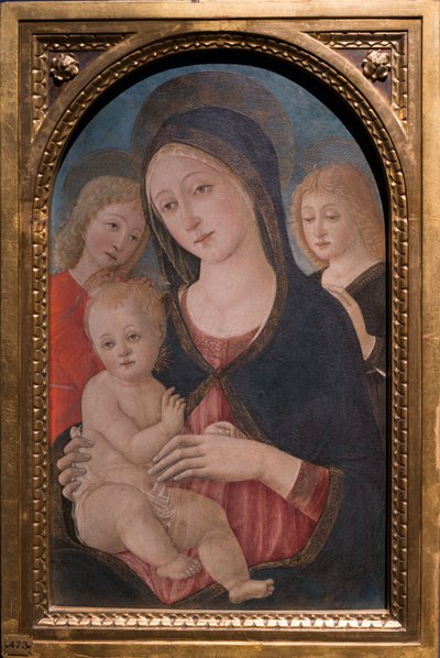 Madonna y el Niño con dos ángeles, c.1480 de Pietro di Francesco degli Orioli