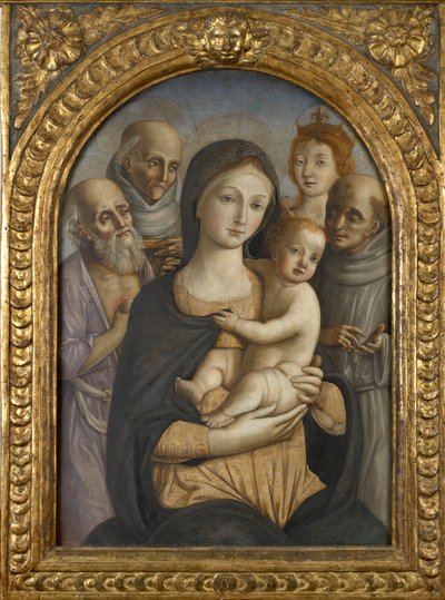 La Virgen y el Niño con cuatro santos, finales del siglo XV de Pietro di Francesco degli Orioli