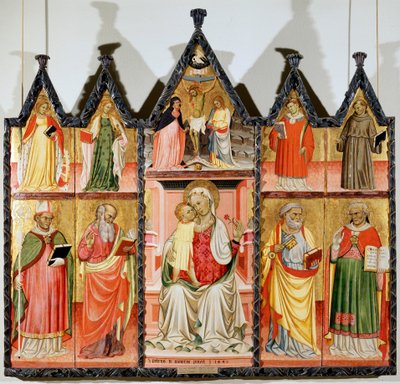 Madonna y el Niño con santos políptico, diez paneles separados, 1440 de Pietro di Giovanni Lianori