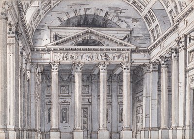 Diseño de escenario para la ópera Belisario de Gaetano Donizetti, 1820s de Pietro di Gottardo Gonzaga