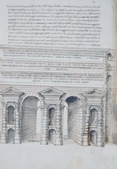 Porta Maggiore en Roma, dibujo, de Antigüedades Romanas, por Pirro Ligorio (1513-1583) de Pirro Ligorio