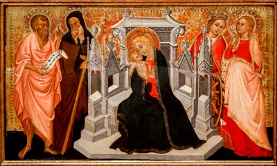 Virgen y Niño con Santos. Siglo XV (Témpera sobre madera) de Pittore Marchigiano