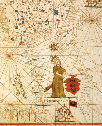 Imperio otomano, del atlas portolano compuesto de seis cartas, por Placido Caloiro y Francesco Oliva, Pergamino. 1646. de Placido Caloiro e Oliva