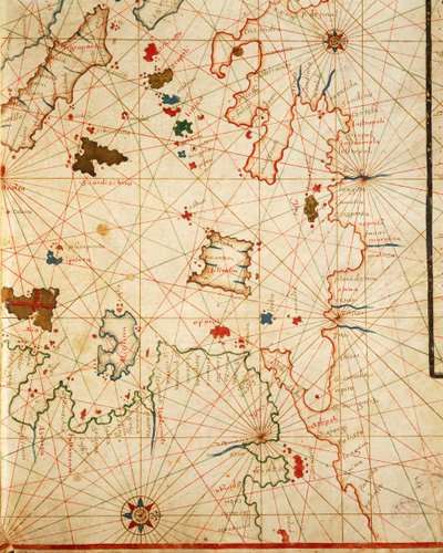 El Peloponeso, del atlas portolano que consta de seis cartas, por Placido Caloiro y Francesco Oliva, Pergamino. 1646. de Placido Caloiro e Oliva