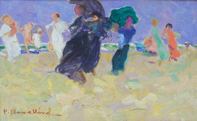 Mañana en el mar, c.1920 (óleo sobre tabla) de Plinio Nomellini