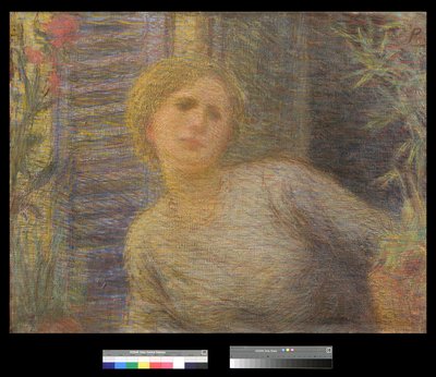 Joven mujer en la ventana de Plinio Nomellini
