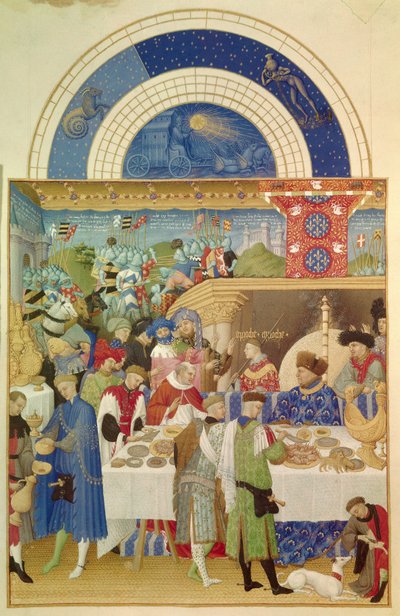 El Duque de Berry en la mesa y el mes de enero de Pol de Limbourg