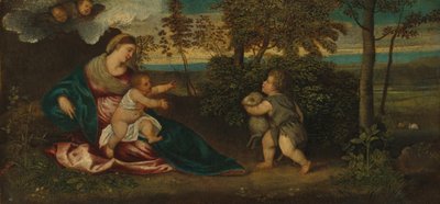 Madonna y el Niño y el Infante San Juan en un Paisaje de Polidoro Lanzani