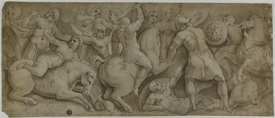 Batalla de las Amazonas de Polidoro da Caravaggio