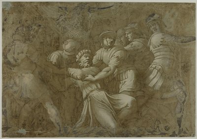 Soldados Romanos Arrestando a San Pedro (?) de Polidoro da Caravaggio