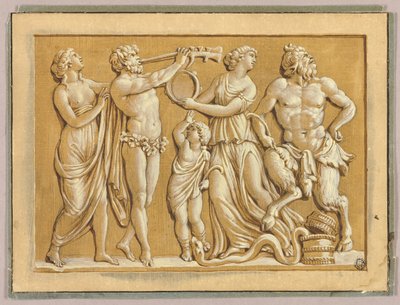 Sátiro, fauno y ninfas de Polidoro da Caravaggio