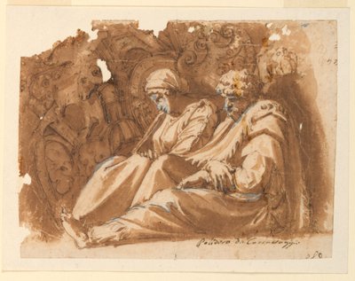 Figuras sentadas con trofeo de Polidoro da Caravaggio