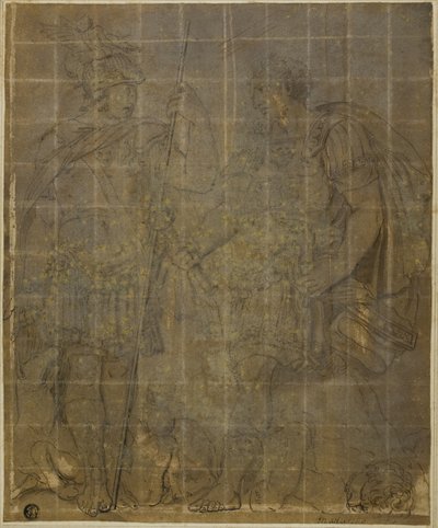 Dos guerreros romanos con una loba, Rómulo y Remo de Polidoro da Caravaggio