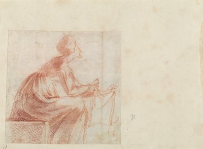 Mujer Sentada con un Trozo de Tela de Polidoro da Caravaggio