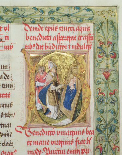 Bendición de la Virgen María y el Niño del Pontifical del Obispo Erasmus Ciolek, c.1510 de Polish School