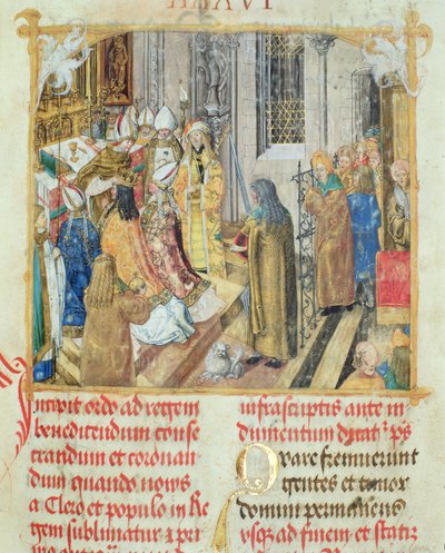 Coronación del Rey de Polonia del Pontifical del Obispo Erasmus Ciolek, c.1510 de Polish School