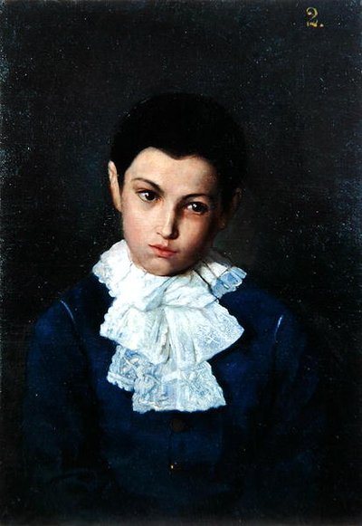 Retrato de un niño con cuello de encaje de Polish School
