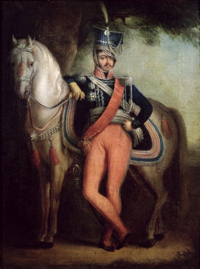 Príncipe Josef Anton Poniatowski (1763-1813) junto a su caballo, c.1800-13 de Polish School