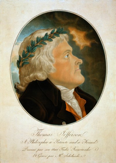Retrato de perfil de Thomas Jefferson, c.1799 (aguafuerte) de Polish School