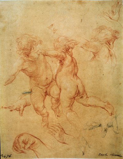 Dos putti voladores, estudio de Pompeo Batoni