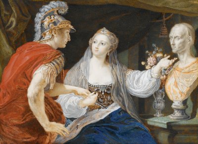 Cleopatra muestra a Octavio el busto de César de Pompeo Girolamo Batoni